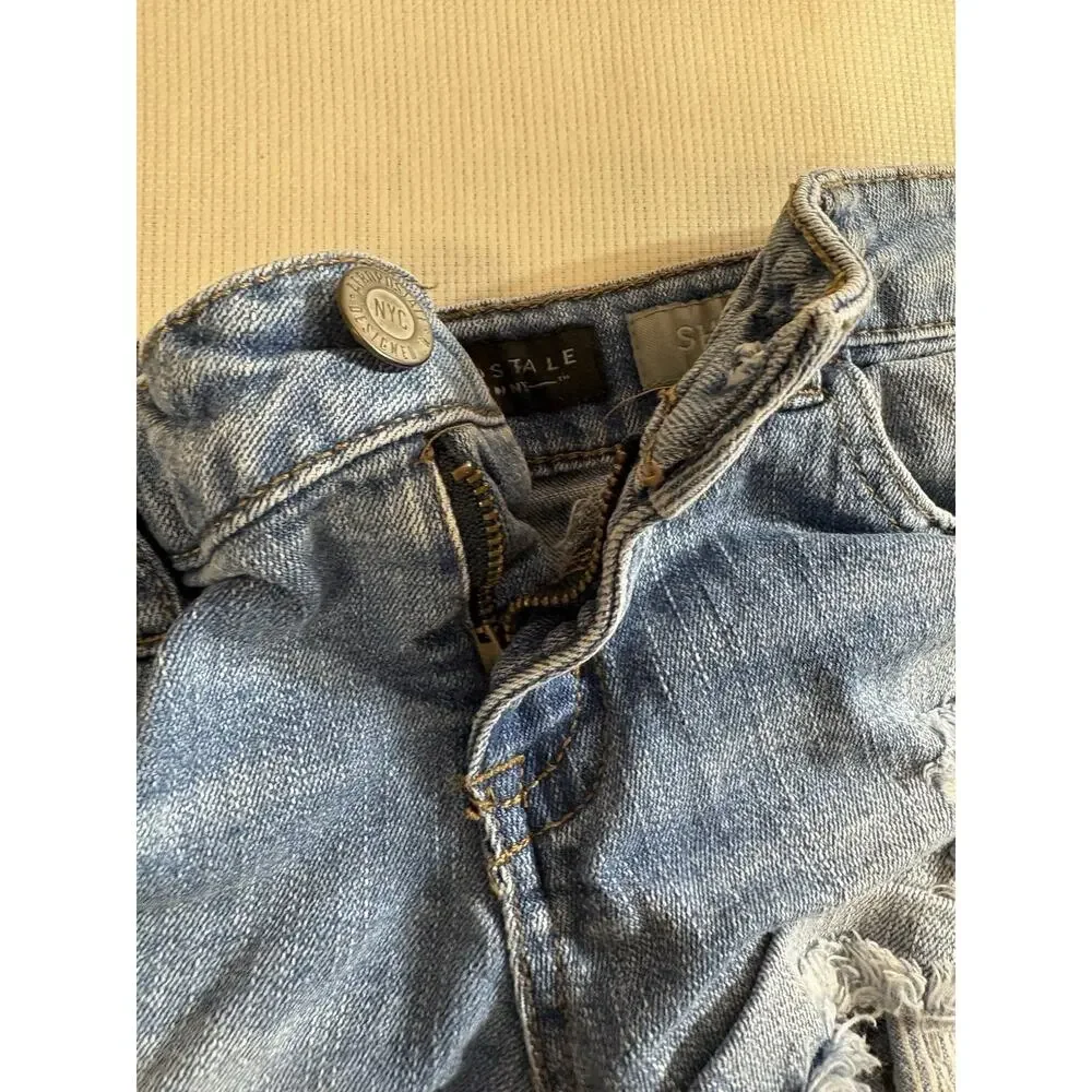 Aeropostale Shorty Blue Denim Shorts Size 6 Medium Wash Distressed Cutoff